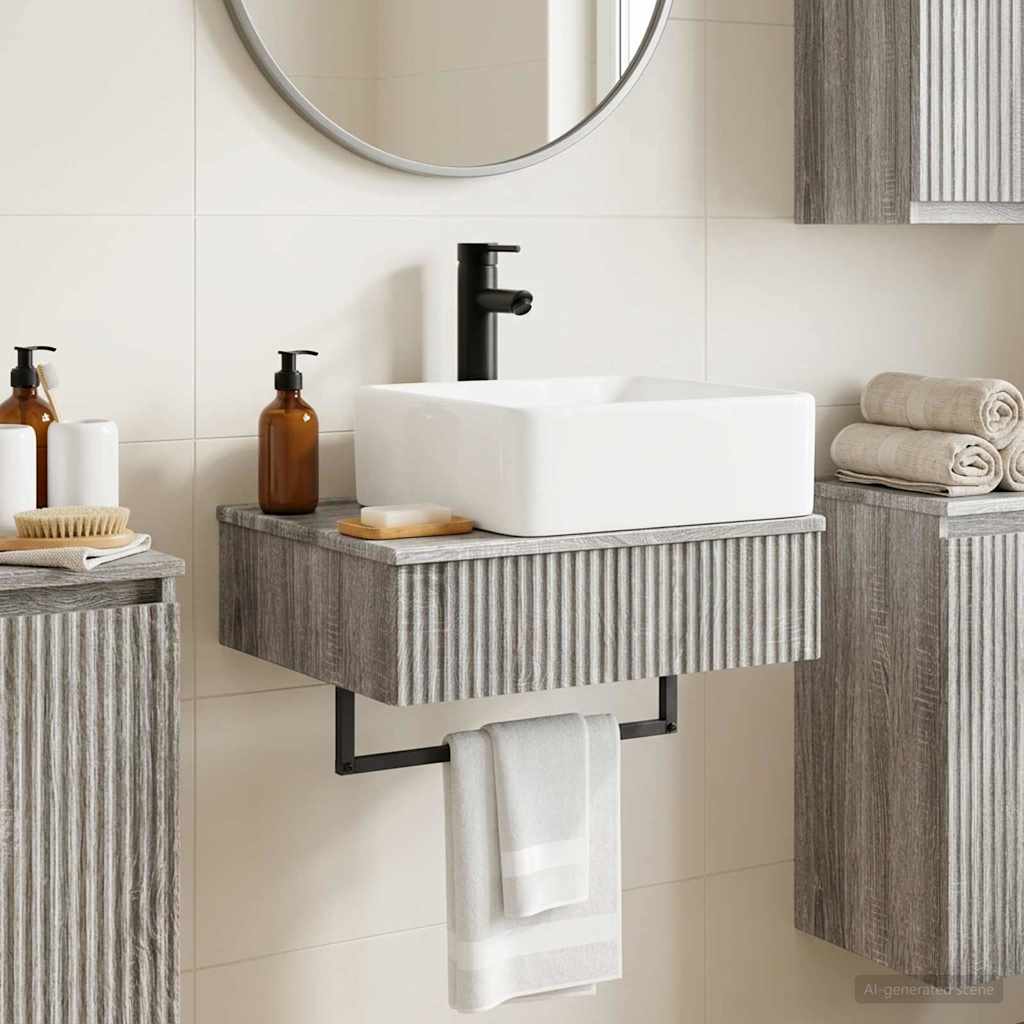 vidaXL Νιπτήρας Τοίχου Γκρι Sonoma 50 x 41 x 39 εκ. Επεξεργασμένο Ξύλο
