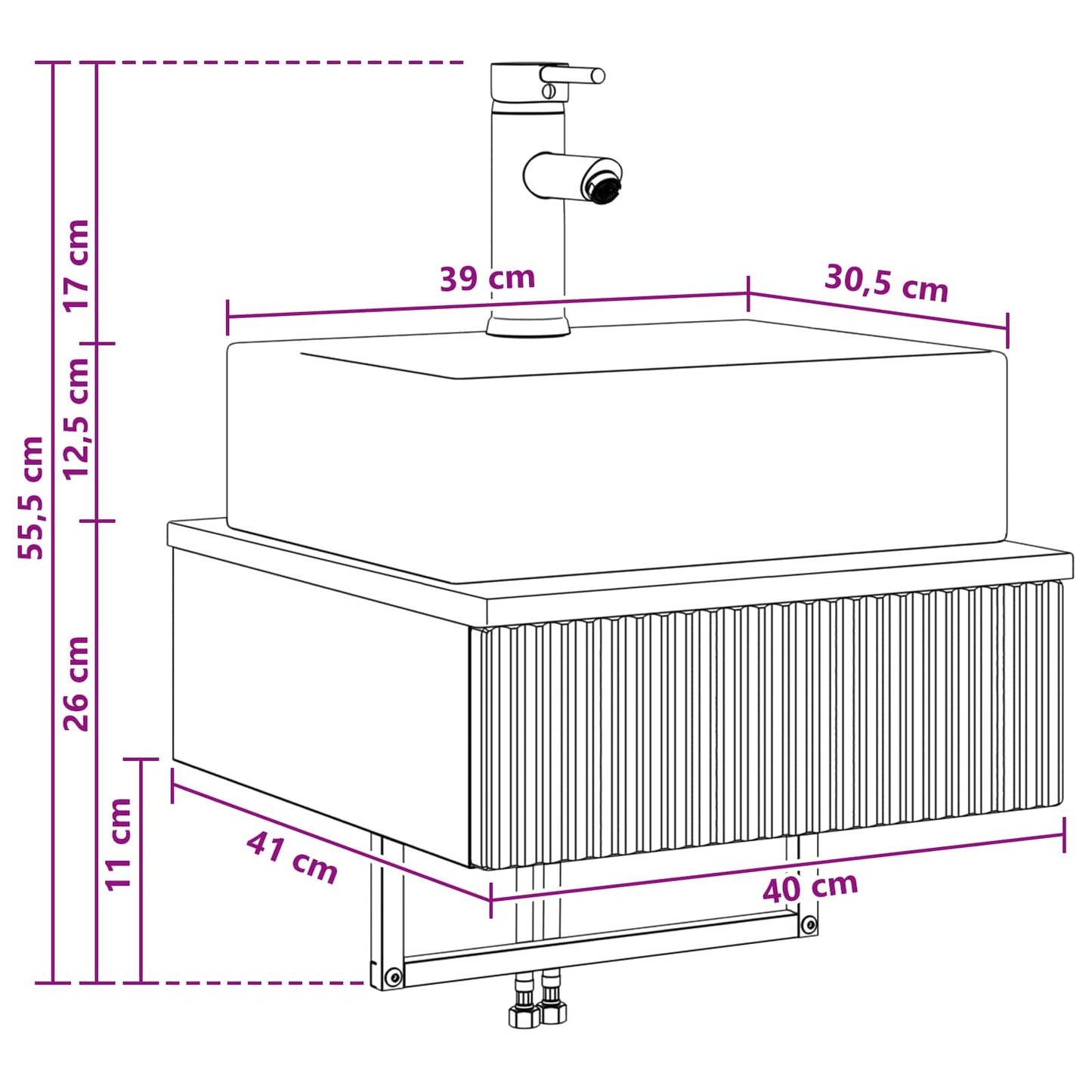 vidaXL Νιπτήρας Τοίχου Παλαιωμένο ξύλο 40 x 41 x 39 εκ.