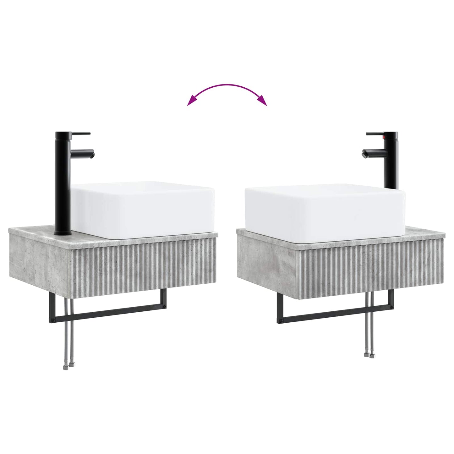 vidaXL Νιπτήρας Τοίχου Γκρι Σκυροδέματος 53 x 35 x 39 εκ