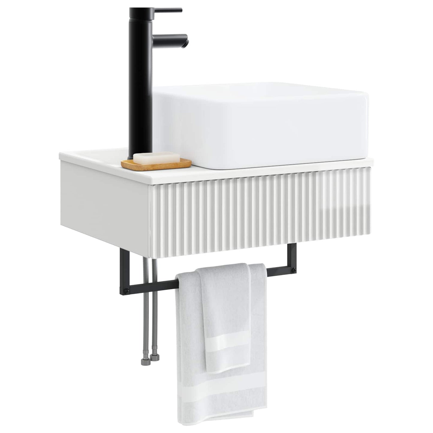 vidaXL Νιπτήρας Τοίχου Γυαλιστερό Λευκό 53 x 35 x 39 εκ