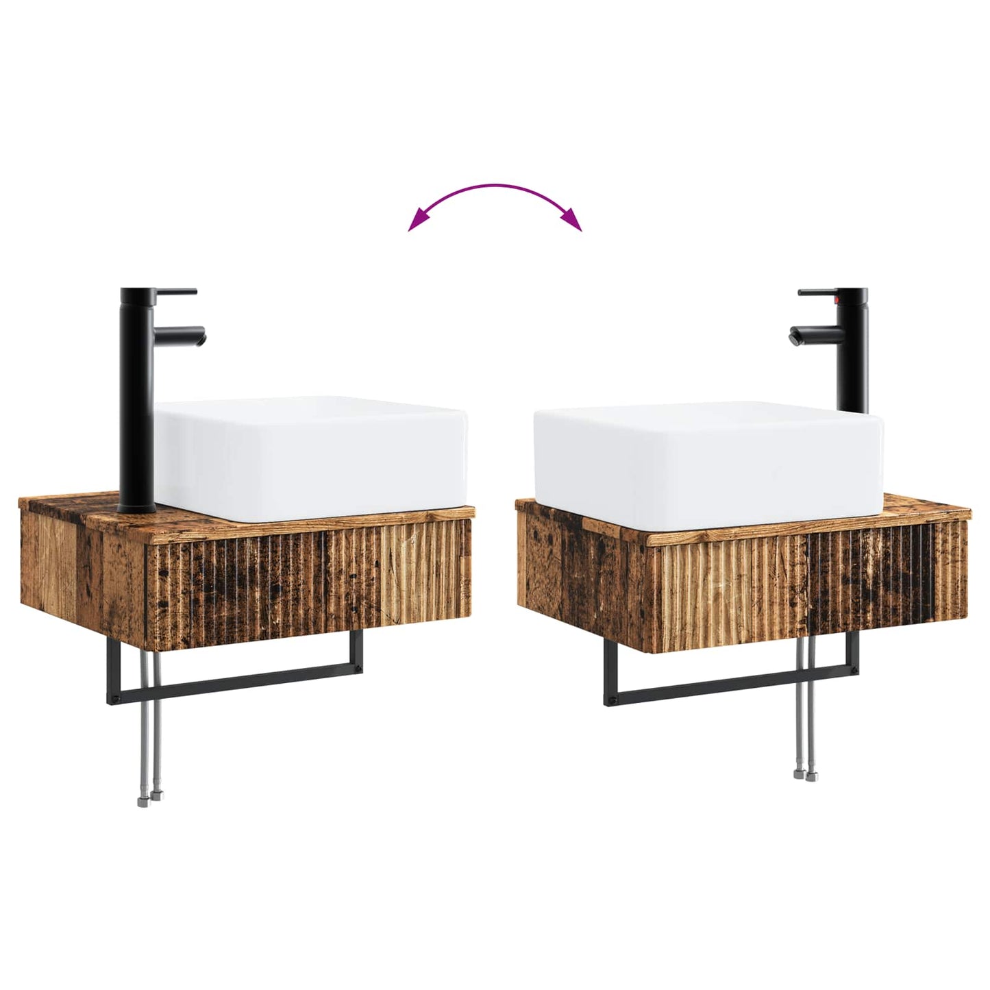 vidaXL Νιπτήρας Τοίχου Παλαιωμένο ξύλο 53 x 35 x 39 εκ