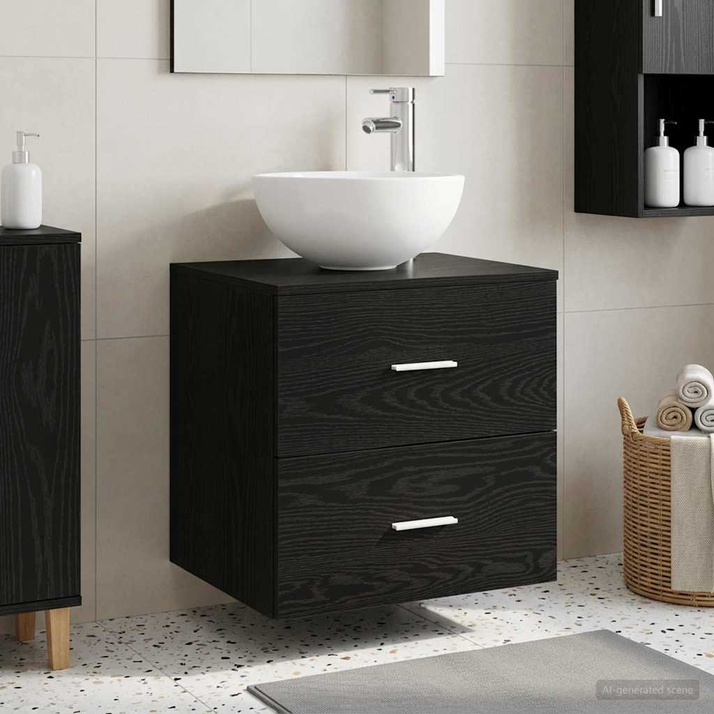 vidaXL Τοίχου Νιπτήρας Βανίτα Μαύρη Δρυς 49,5 x 35 x 63 εκ