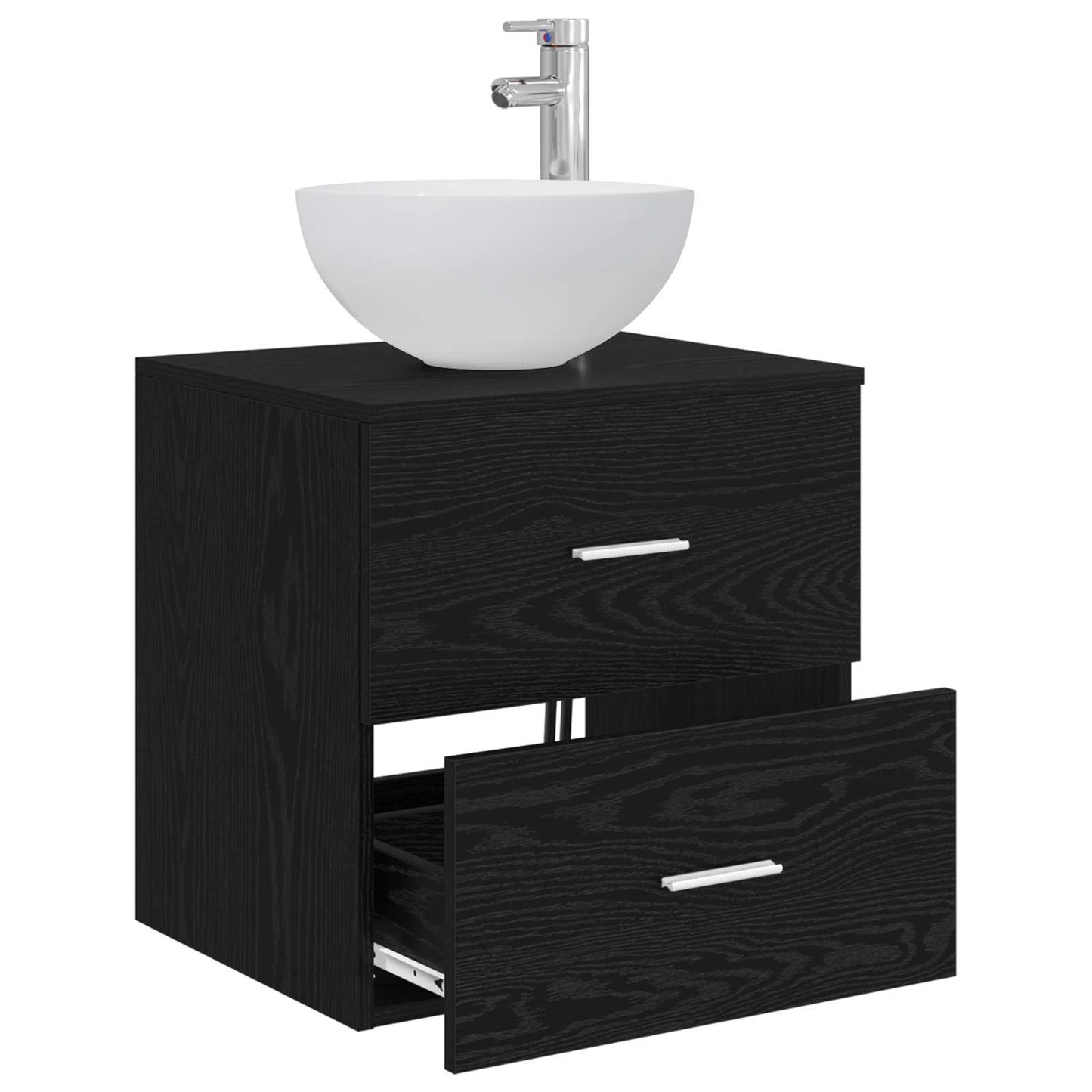 vidaXL Τοίχου Νιπτήρας Βανίτα Μαύρη Δρυς 49,5 x 35 x 63 εκ
