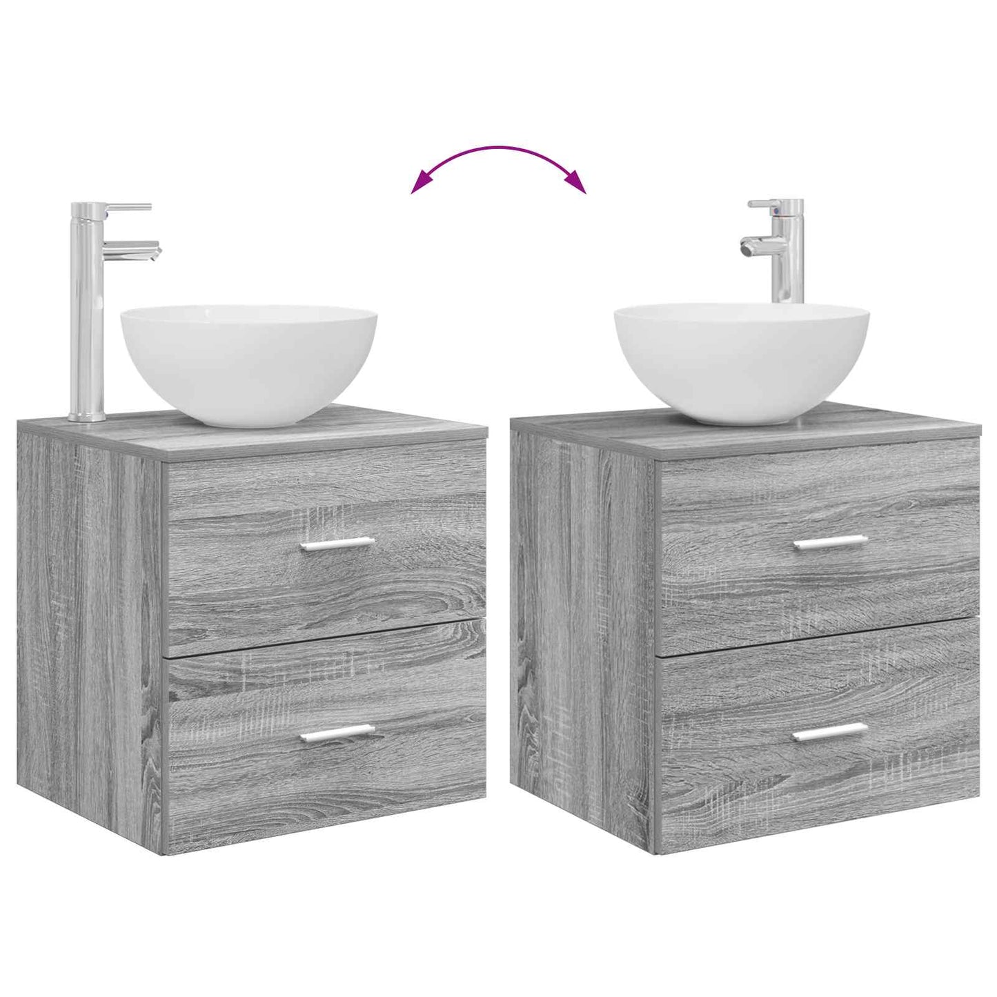 vidaXL Επιτοίχια Λεκάνη Έπιπλο Γκρι Sonoma 49,5 x 41 x 64,5 εκ