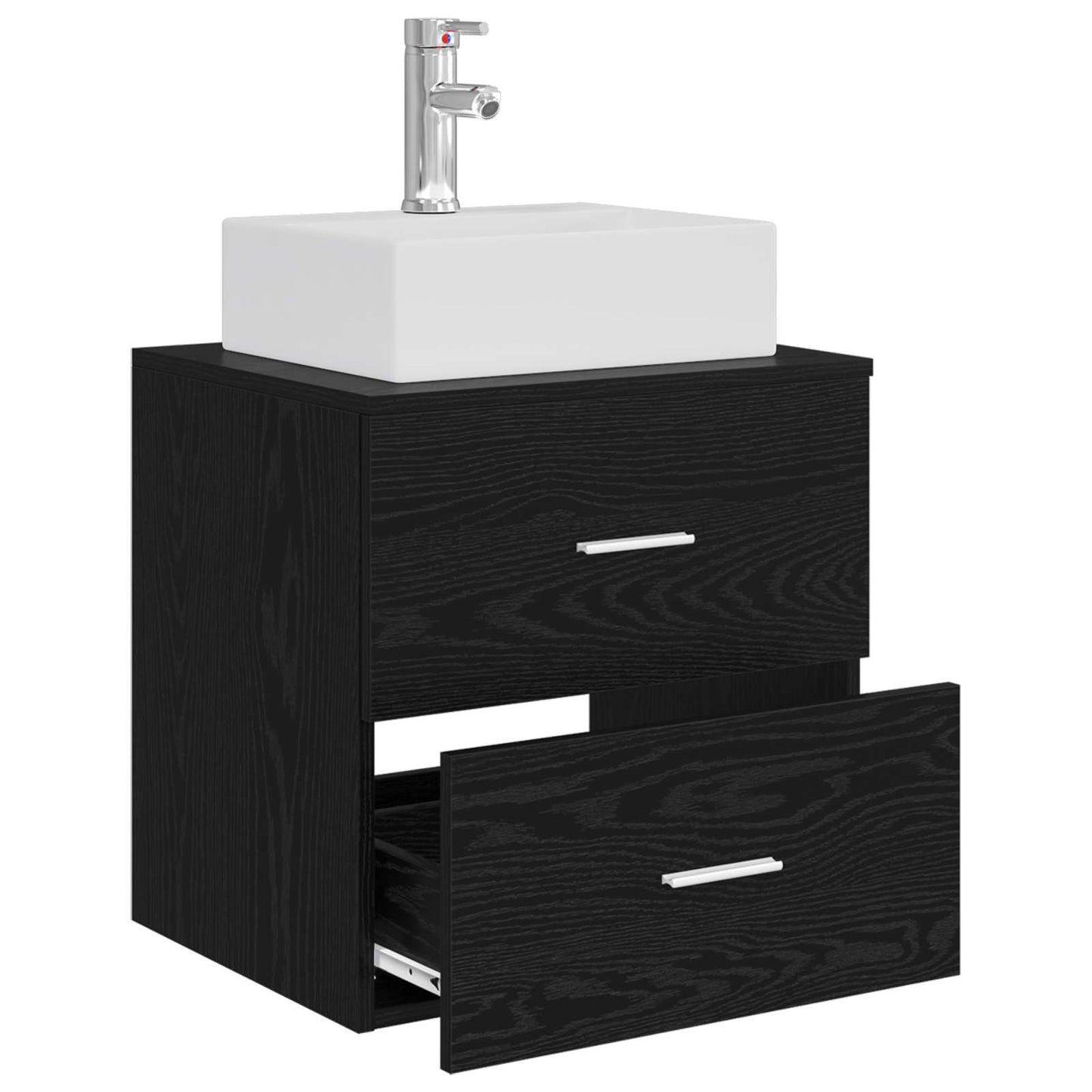 vidaXL Επιτοίχια Λεκάνη Έπιπλο Μαύρη Δρυς 49,5 x 41 x 62,5 εκ