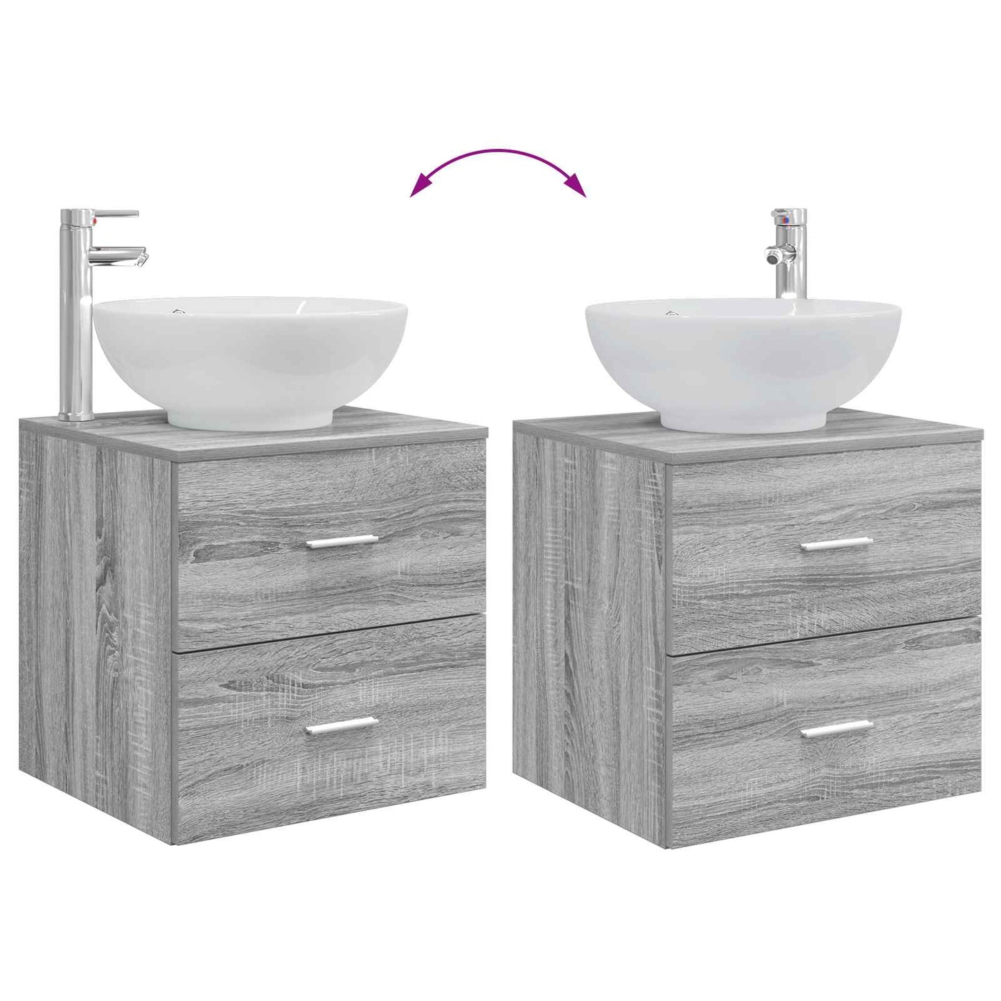 vidaXL Επιτοίχια Λεκάνη Έπιπλο Γκρι Sonoma 49,5 x 44,5 x 66,5 εκ.
