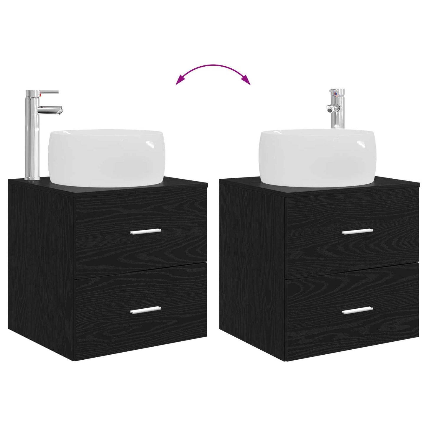 vidaXL Επιτοίχια Λεκάνη Έπιπλο Μαύρη Δρυς 49,5 x 44,5 x 66 εκ