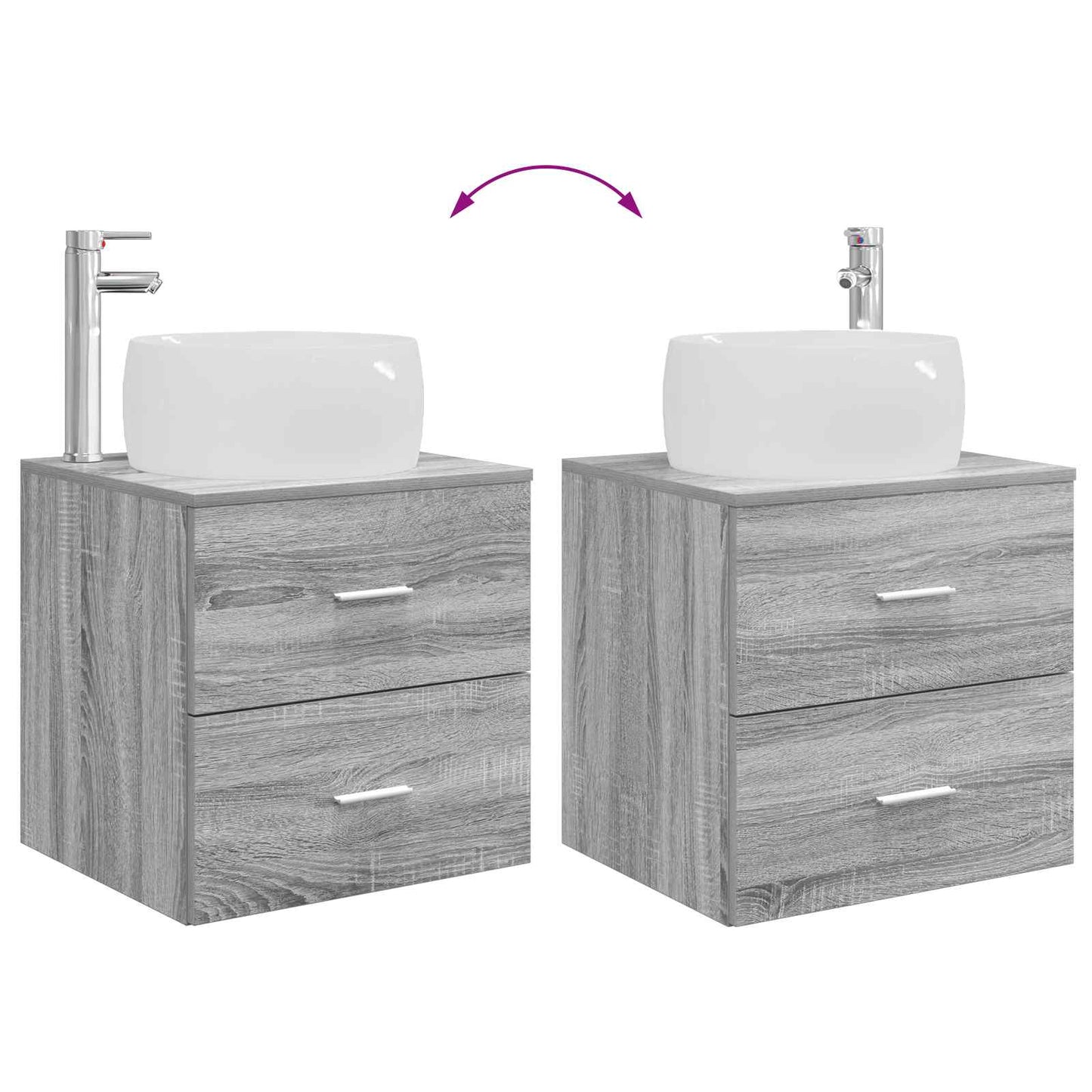 vidaXL Επιτοίχια Λεκάνη Έπιπλο Γκρι Sonoma 49,5 x 44,5 x 66 εκ