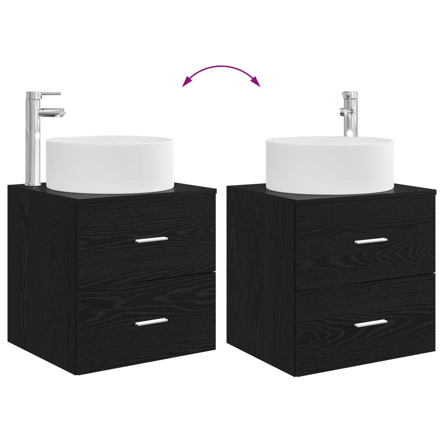 vidaXL Επιτοίχια Λεκάνη Έπιπλο Μαύρη Δρυς 49,5 x 44,5 x 65,5 εκ