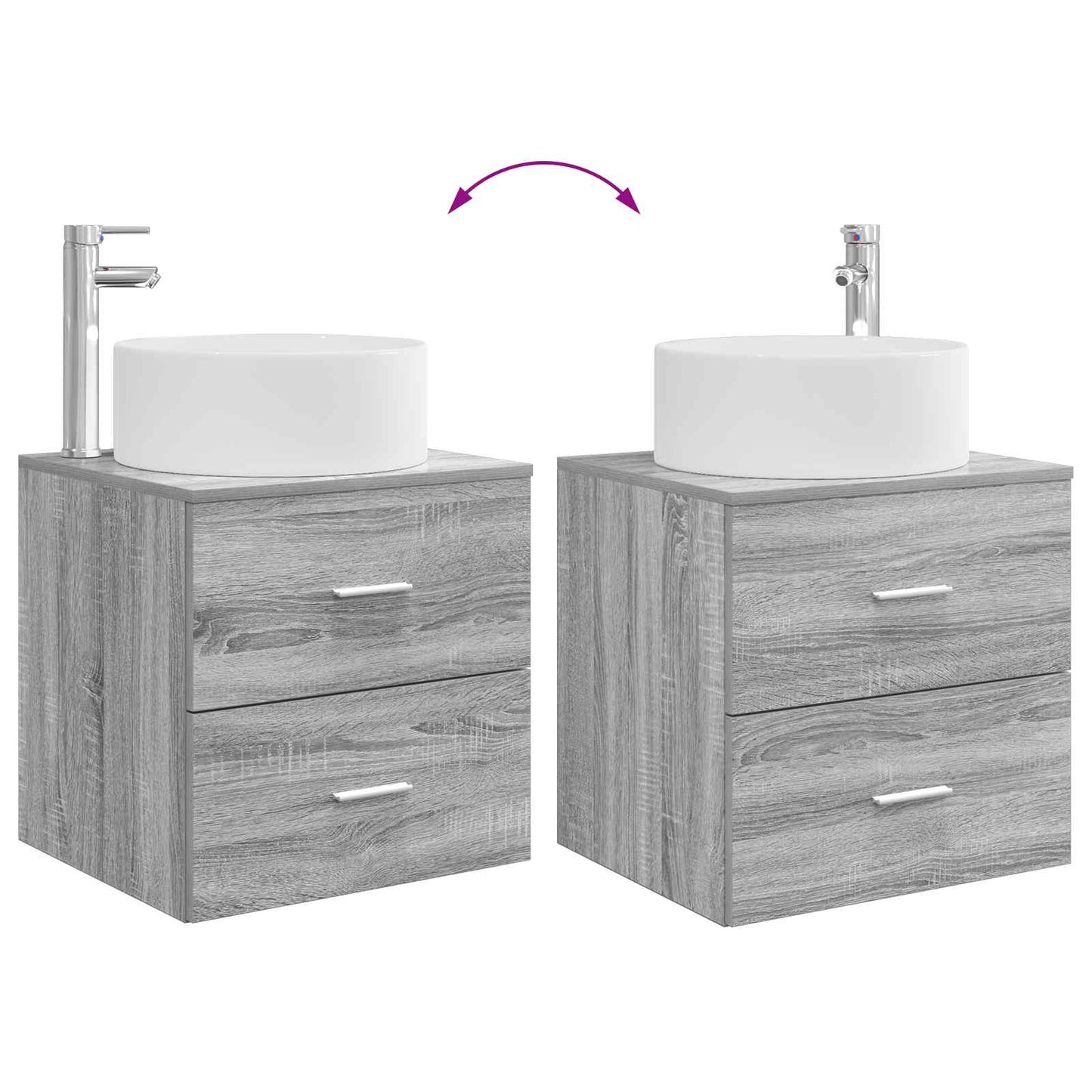 vidaXL Επιτοίχια Λεκάνη Έπιπλο Γκρι Sonoma 49,5 x 44,5 x 65,5 εκ