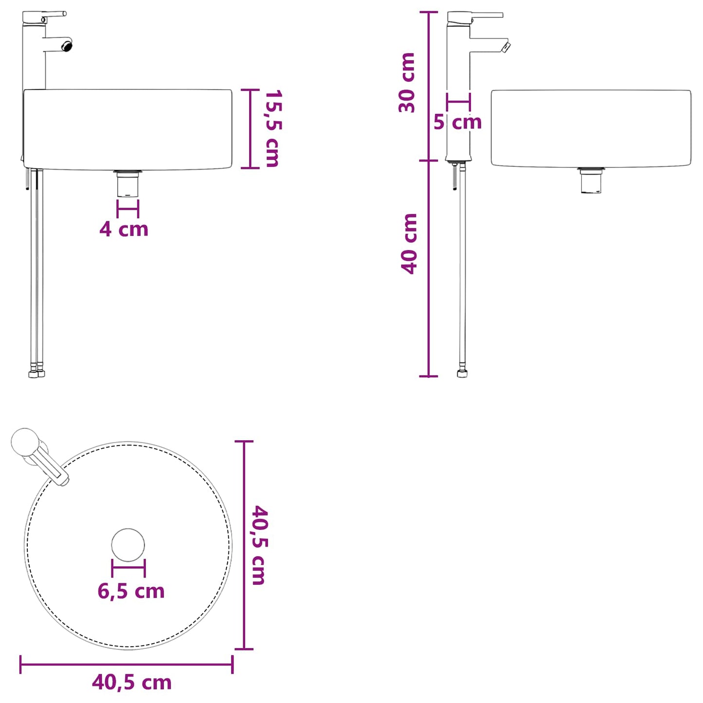 vidaXL Επιτοίχια Λεκάνη Έπιπλο Γκρι Sonoma 49,5 x 44,5 x 65,5 εκ