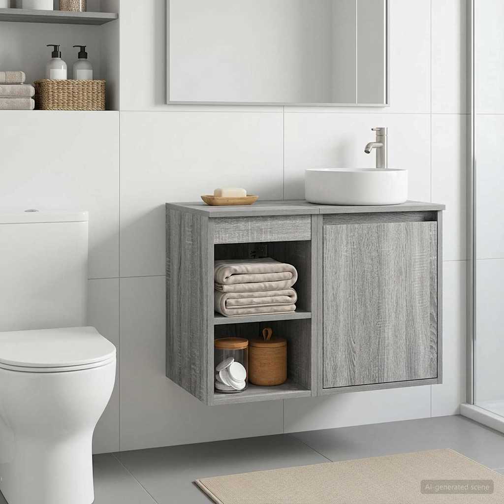 vidaXL Ντουλάπι Μπάνιου Ενδιάμεσο Γκρι Sonoma 30 x 44,5 x 50 εκ.