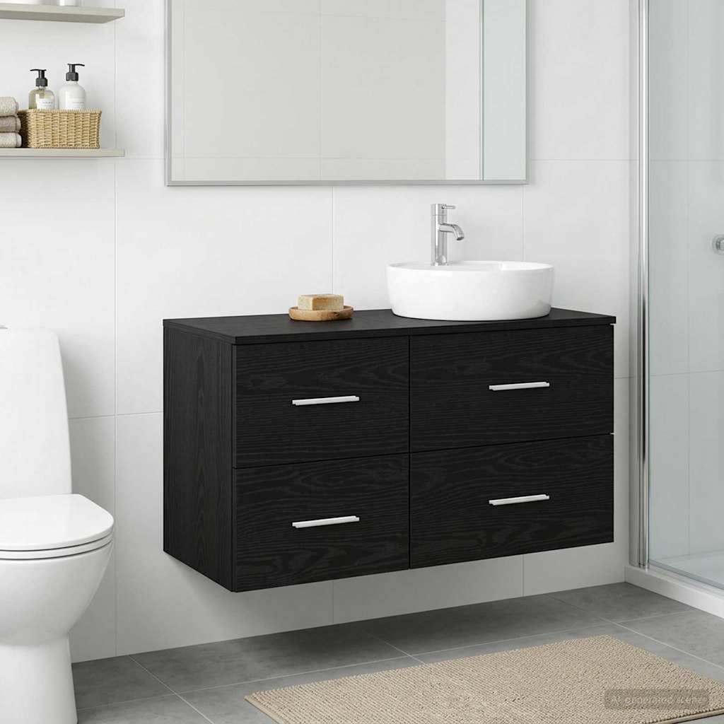 vidaXL Ντουλάπι Μπάνιου Ενδιάμεσο Μαύρη Δρυς 30 x 35 x 50 εκ.