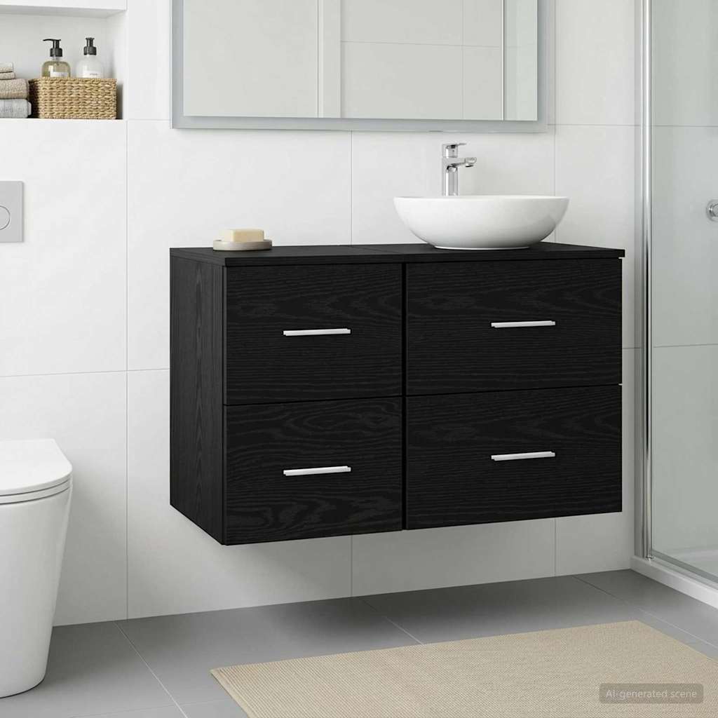vidaXL Ντουλάπι Μπάνιου Ενδιάμεσο Μαύρη Δρυς 30 x 41 x 50 εκ.