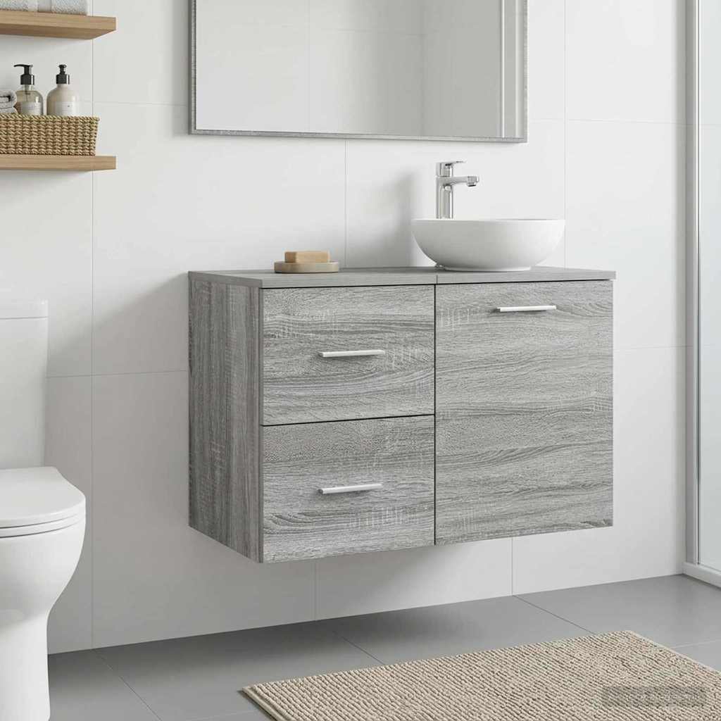 vidaXL Ντουλάπι Μπάνιου Ενδιάμεσο Γκρι Sonoma 30 x 41 x 50 εκ.