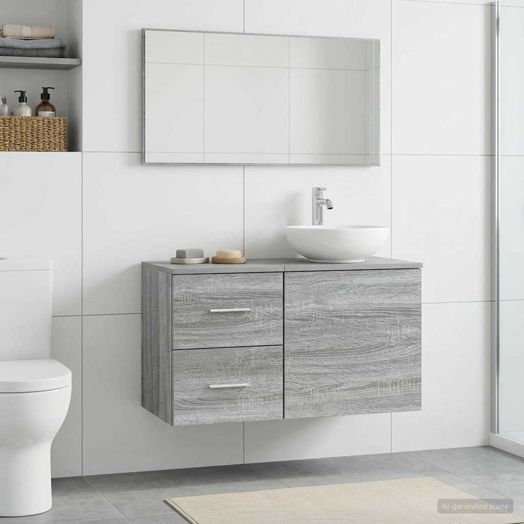 vidaXL Ντουλάπι Μπάνιου Ενδιάμεσο Γκρι Sonoma 30 x 44,5 x 50 εκ.