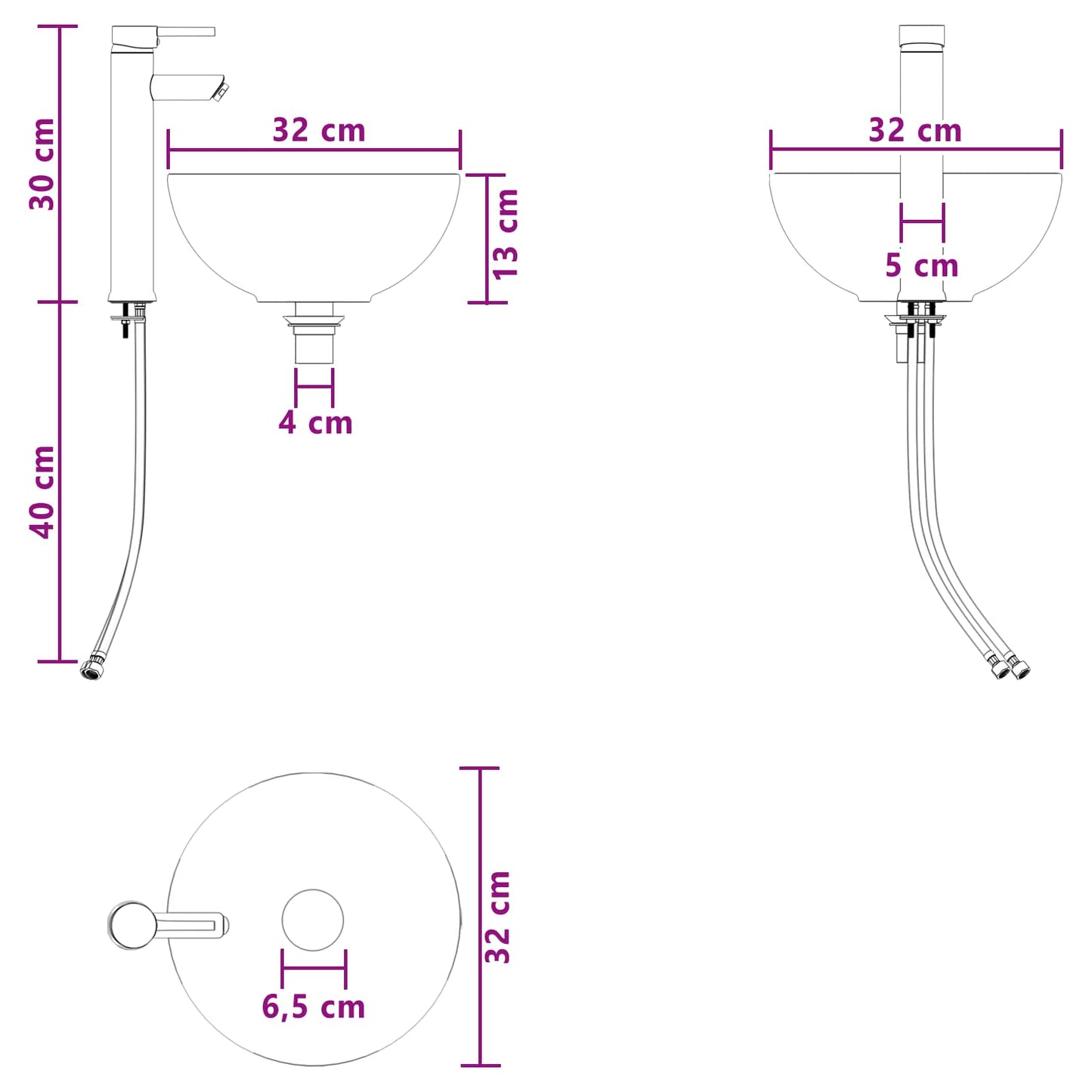 vidaXL Επιτοίχια Λεκάνη Έπιπλο Γκρι Sonoma 49,5 x 35 x 63 εκ