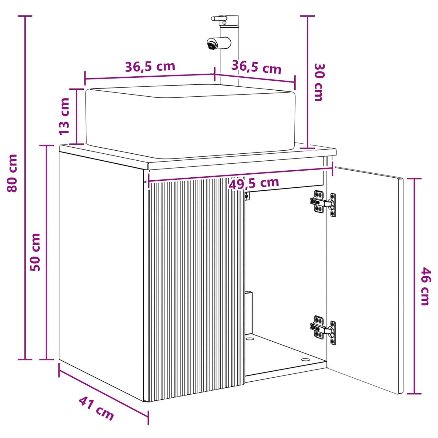 vidaXL Επιτοίχια Λεκάνη Έπιπλο Sonoma Δρυς 49,5 x 41 x 63 εκ