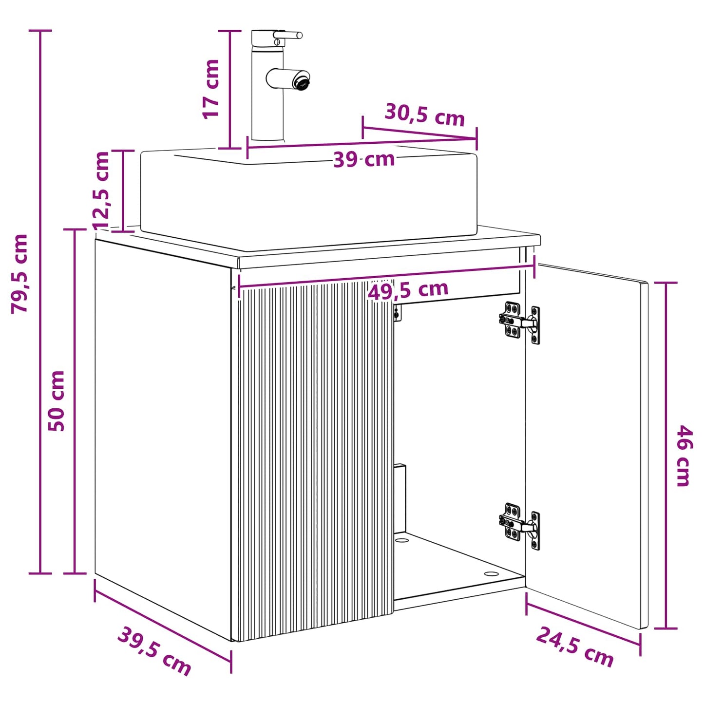 vidaXL Επιτοίχια Λεκάνη Έπιπλο Artisan Δρυς 49,5 x 41 x 62,5 εκ