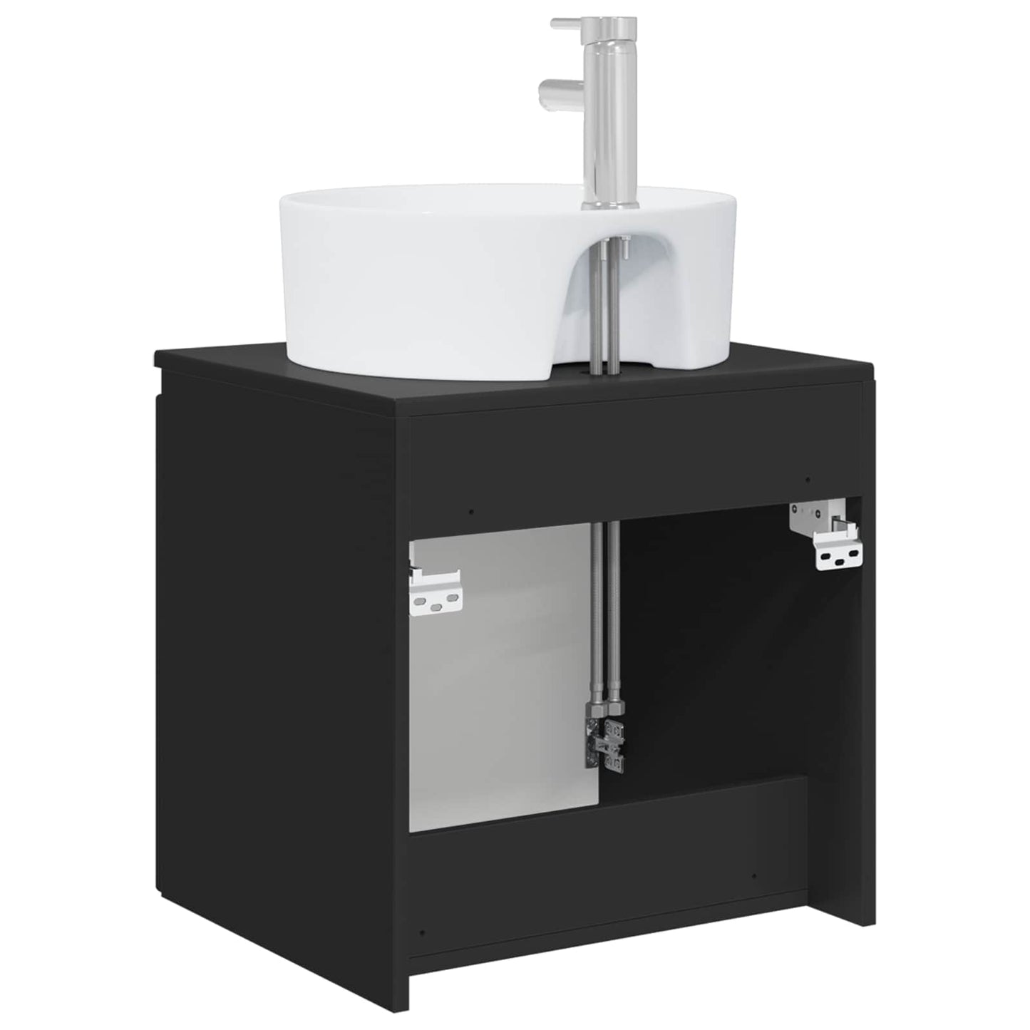 vidaXL Επιτοίχια Λεκάνη Έπιπλο Μαύρο 49,5 x 44,5 x 65 εκ
