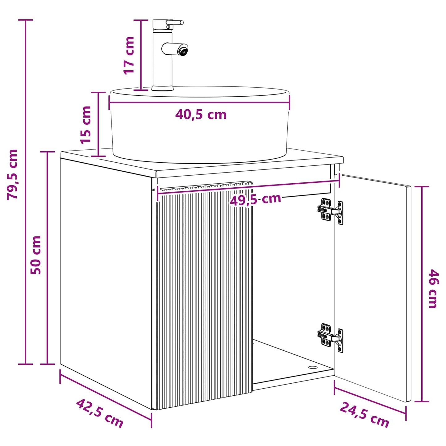 vidaXL Επιτοίχια Λεκάνη Έπιπλο Artisan Δρυς 49,5 x 44,5 x 65 εκ