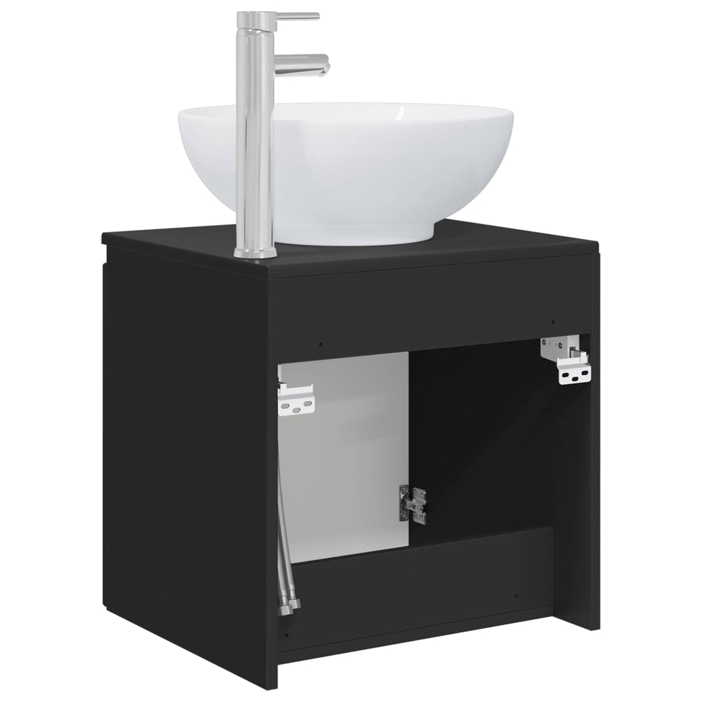 vidaXL Επιτοίχια Λεκάνη Έπιπλο Μαύρο 49,5 x 44,5 x 65 εκ