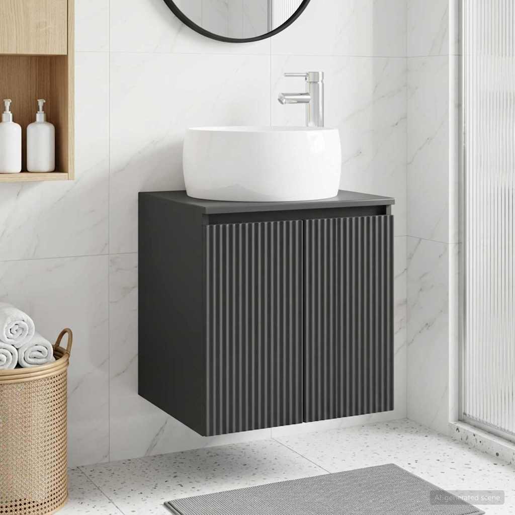 vidaXL Επιτοίχια Λεκάνη Έπιπλο Μαύρο 49,5 x 44,5 x 66 εκ