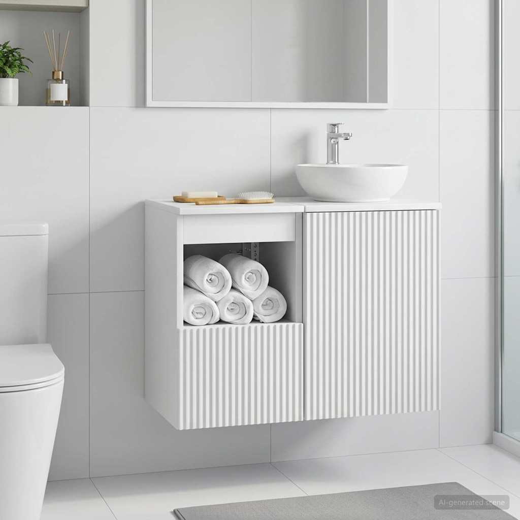 vidaXL Ντουλάπι Μπάνιου Λευκό 30 x 35 x 50 εκ. Επεξεργασμένο Ξύλο