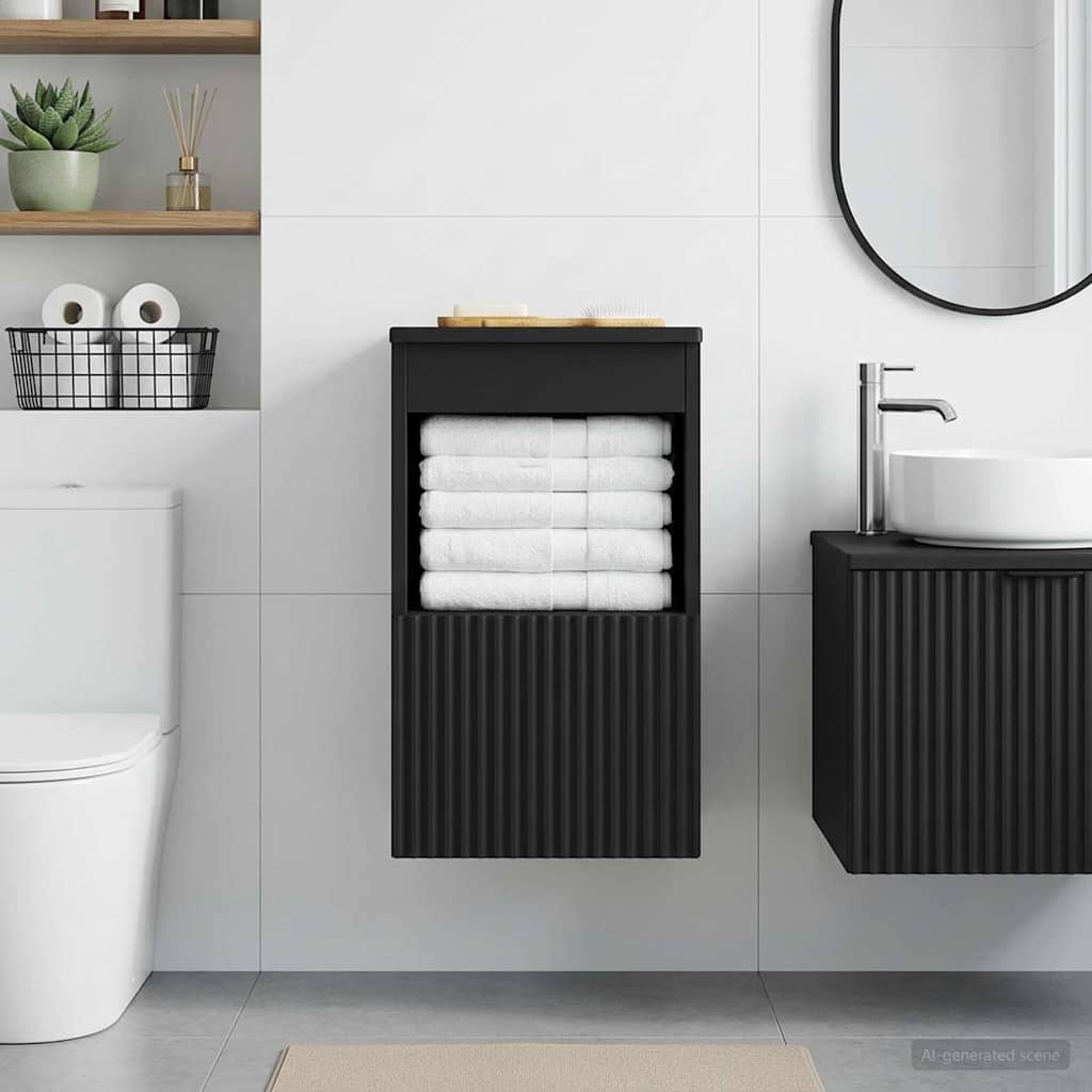 vidaXL Ντουλάπι Μπάνιου Μαύρο 30 x 35 x 50 εκ. Επεξεργασμένο Ξύλο
