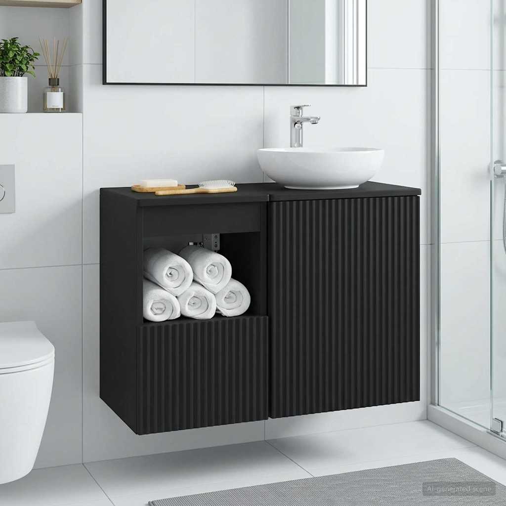 vidaXL Ντουλάπι Μπάνιου Μαύρο 30 x 35 x 50 εκ. Επεξεργασμένο Ξύλο