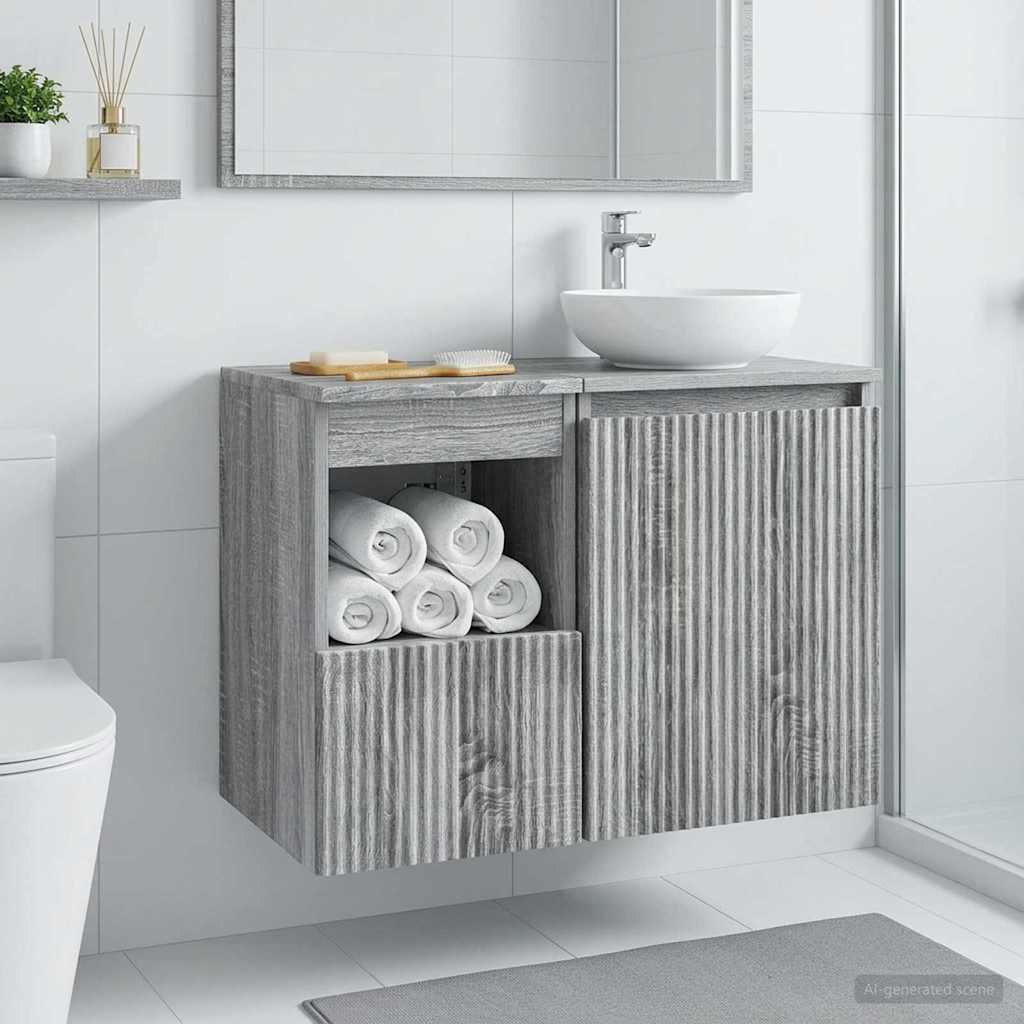 vidaXL Ντουλάπι Μπάνιου Γκρι Sonoma 30 x 41 x 50 εκ.