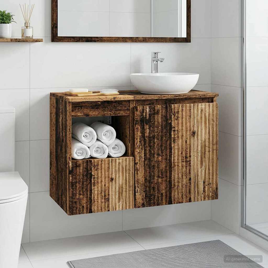 vidaXL Ντουλάπι Μπάνιου Παλαιωμένο ξύλο 30 x 41 x 50 εκ.