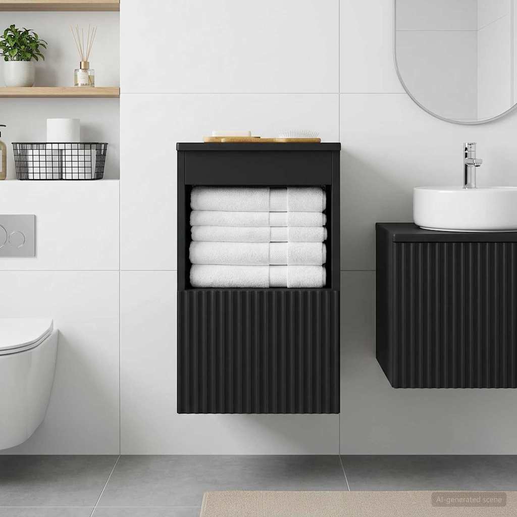 vidaXL Ντουλάπι Μπάνιου Μαύρο 30 x 44,5 x 50 εκ. Επεξεργασμένο Ξύλο