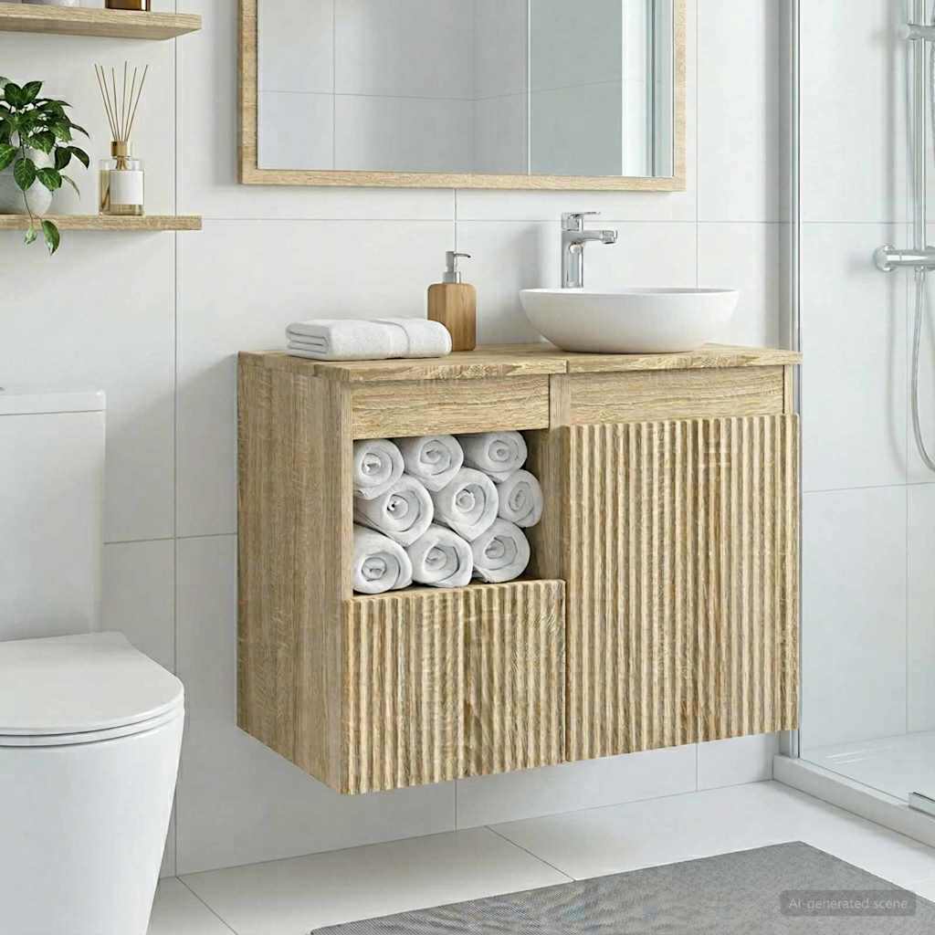 vidaXL Ντουλάπι Μπάνιου Sonoma Δρυς 30 x 44,5 x 50 εκ.
