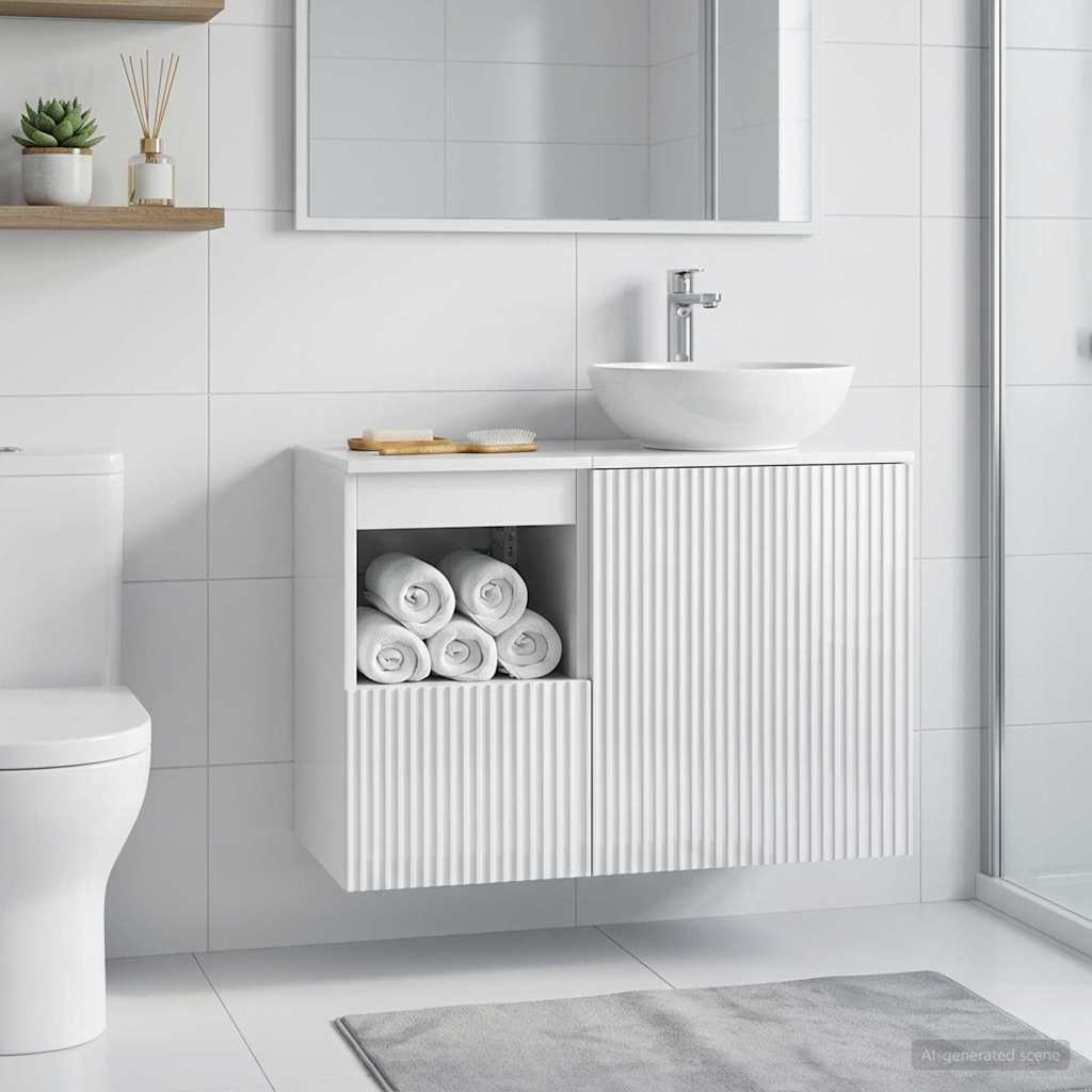 vidaXL Ντουλάπι Μπάνιου Γυαλιστερό Λευκό 30 x 44,5 x 50 εκ.