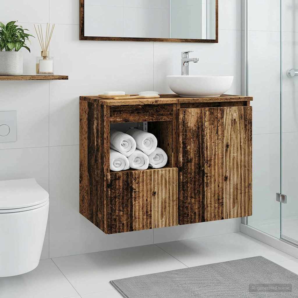 vidaXL Ντουλάπι Μπάνιου Παλαιωμένο ξύλο 30 x 44,5 x 50 εκ.