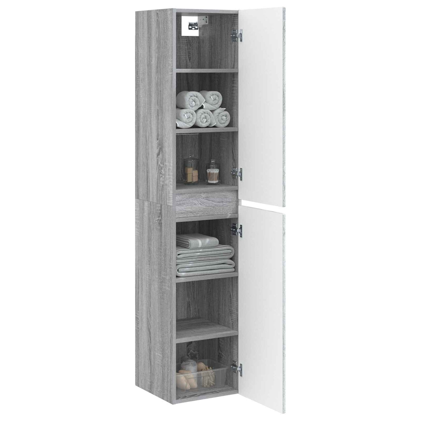 vidaXL Τοίχου Ντουλάπα Μπάνιου Γκρι Sonoma 33 x 34,5 x 160 εκ