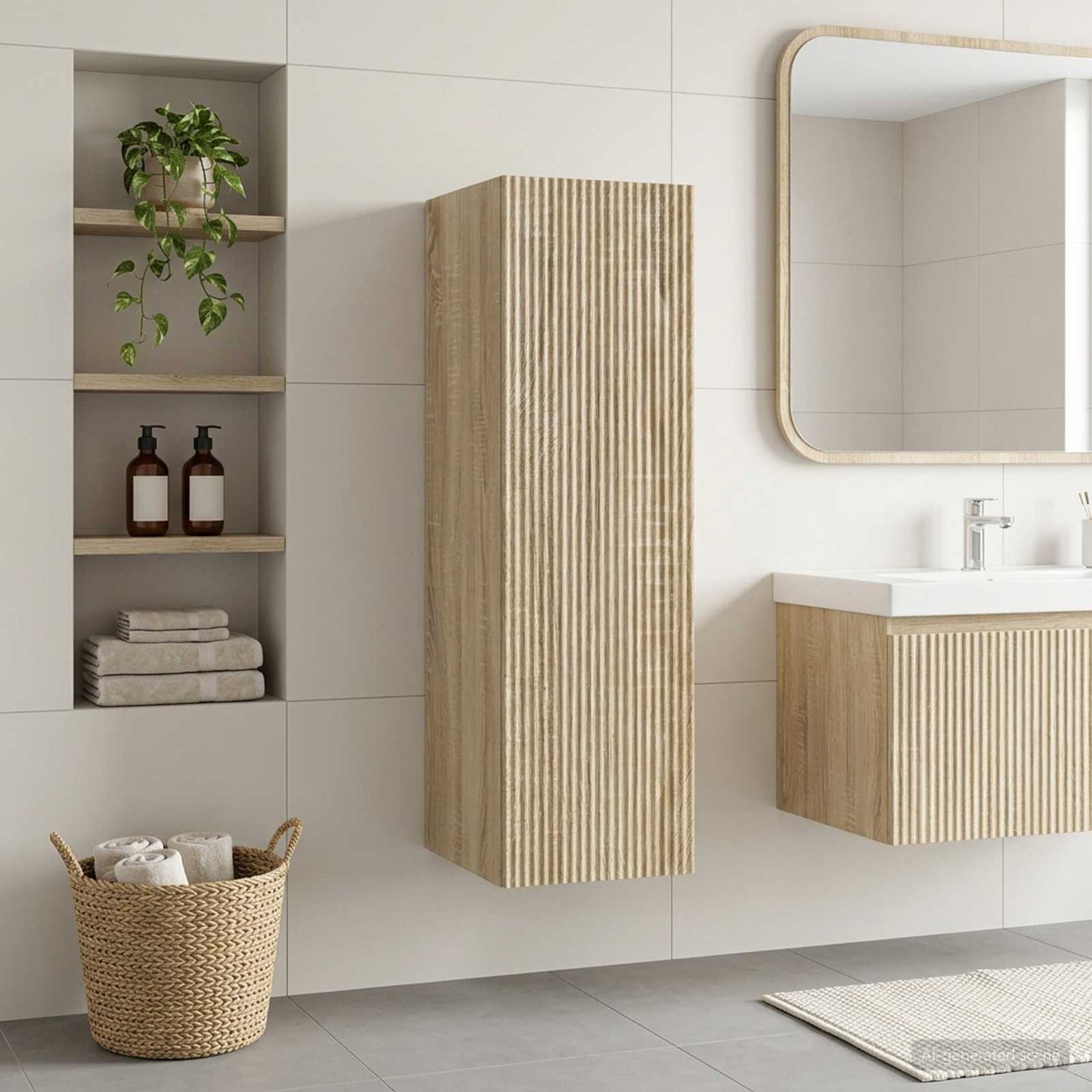 vidaXL Τοίχου Ντουλάπα Μπάνιου Sonoma Δρυς 33 x 34,5 x 100 εκ