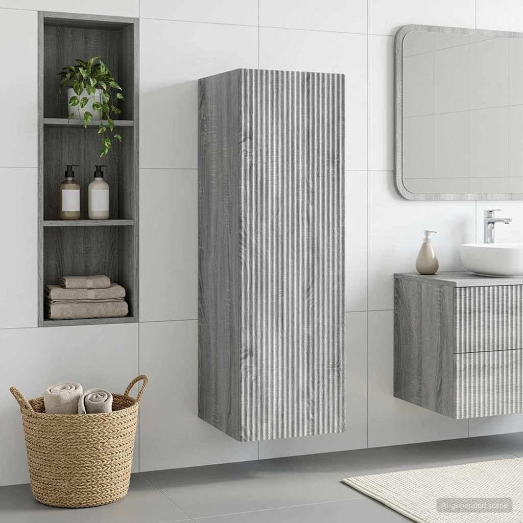 vidaXL Τοίχου Ντουλάπα Μπάνιου Γκρι Sonoma 33 x 34,5 x 100 εκ