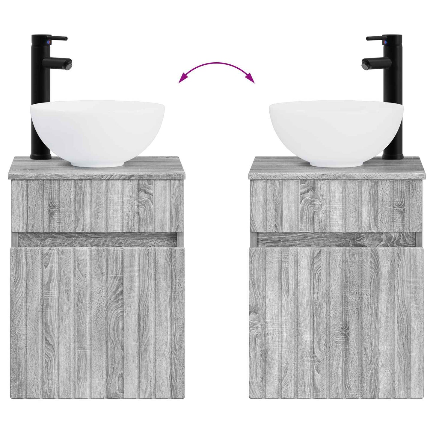 vidaXL Επιτοίχιος νιπτήρας βανίλιας Γκρι Sonoma 39 x 35 x 63 εκ