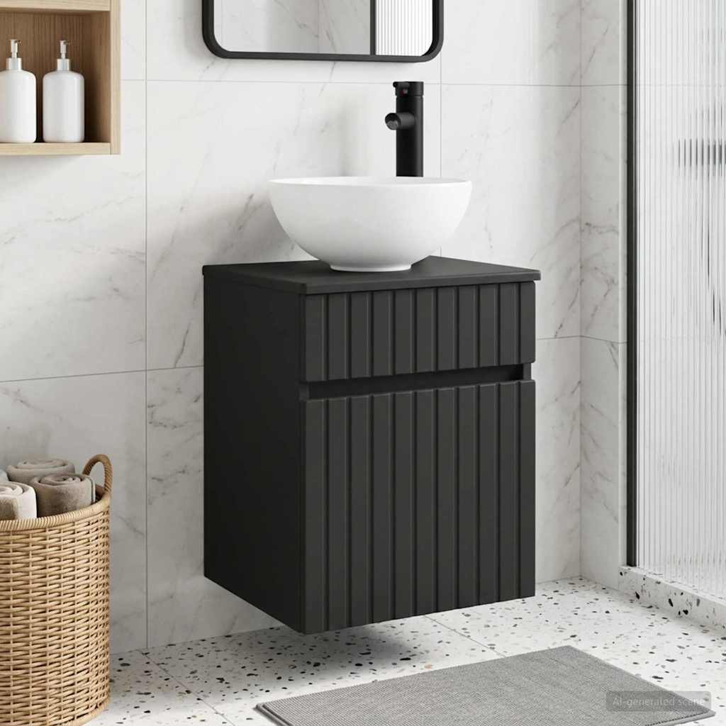 vidaXL Επιτοίχιος νιπτήρας βανίλιας Μαύρο 39 x 41 x 64,5 εκ.