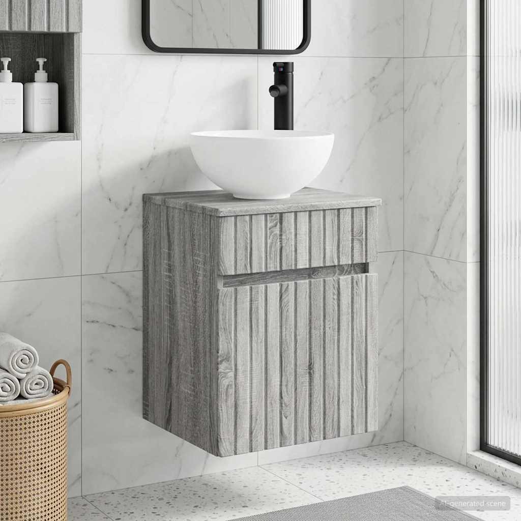 vidaXL Επιτοίχιος νιπτήρας βανίλιας Γκρι Sonoma 39 x 41 x 64,5 εκ.