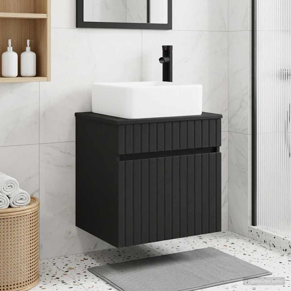 vidaXL Επιτοίχιος νιπτήρας βανίλιας Μαύρο 49 x 41 x 63 εκ.