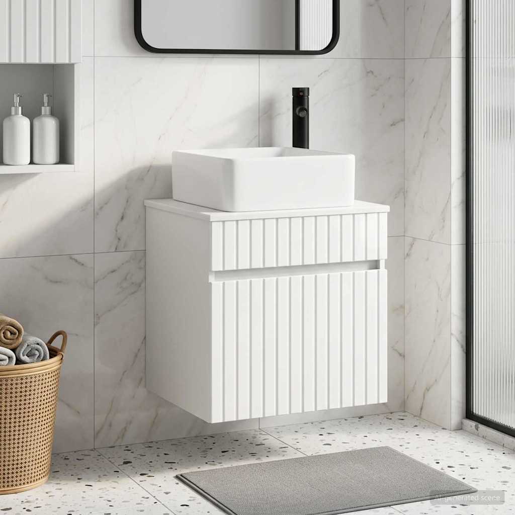 vidaXL Επιτοίχιος νιπτήρας βανίλιας Γυαλιστερό Λευκό 49 x 41 x 63 εκ.
