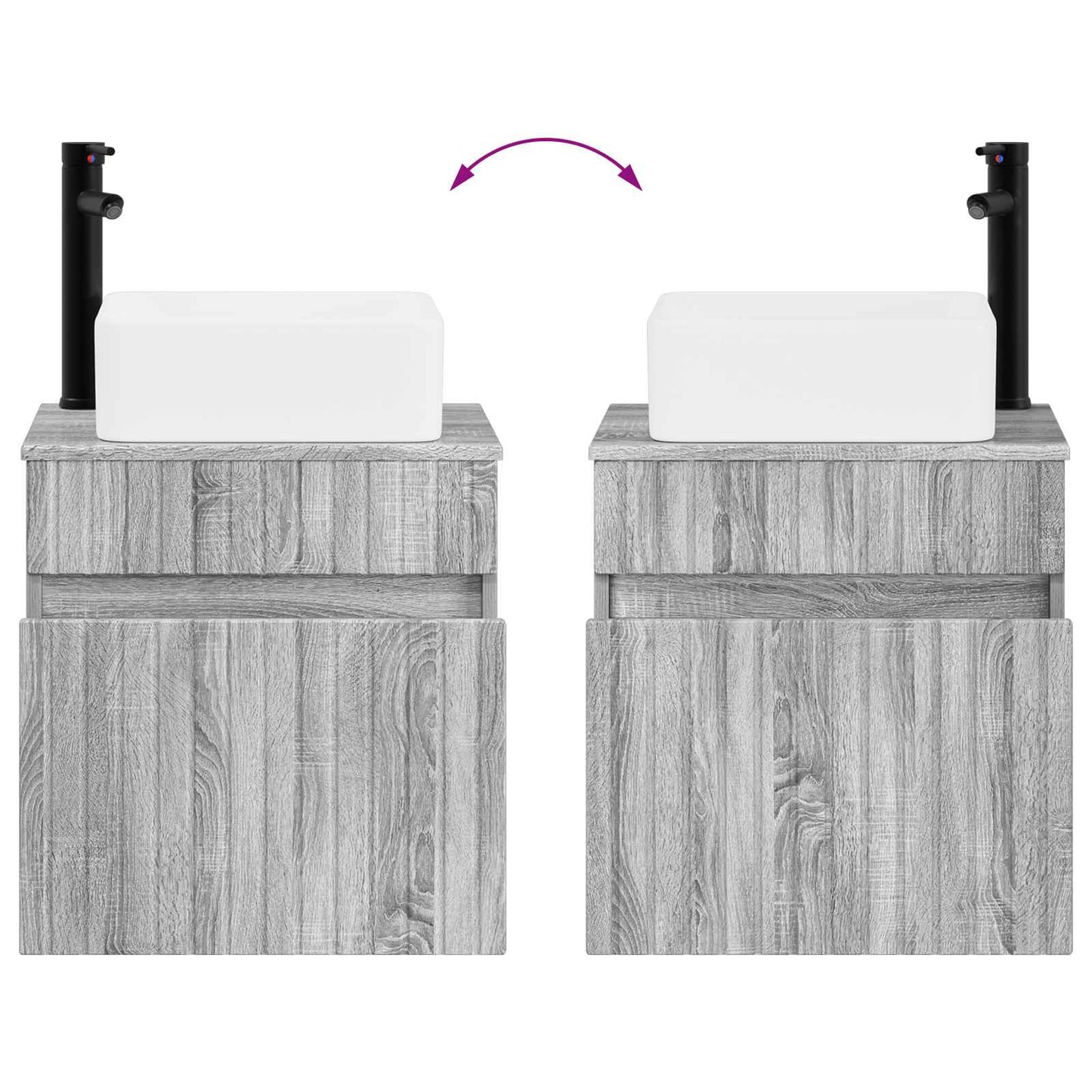 vidaXL Επιτοίχιος νιπτήρας βανίλιας Γκρι Sonoma 49 x 41 x 63 εκ.