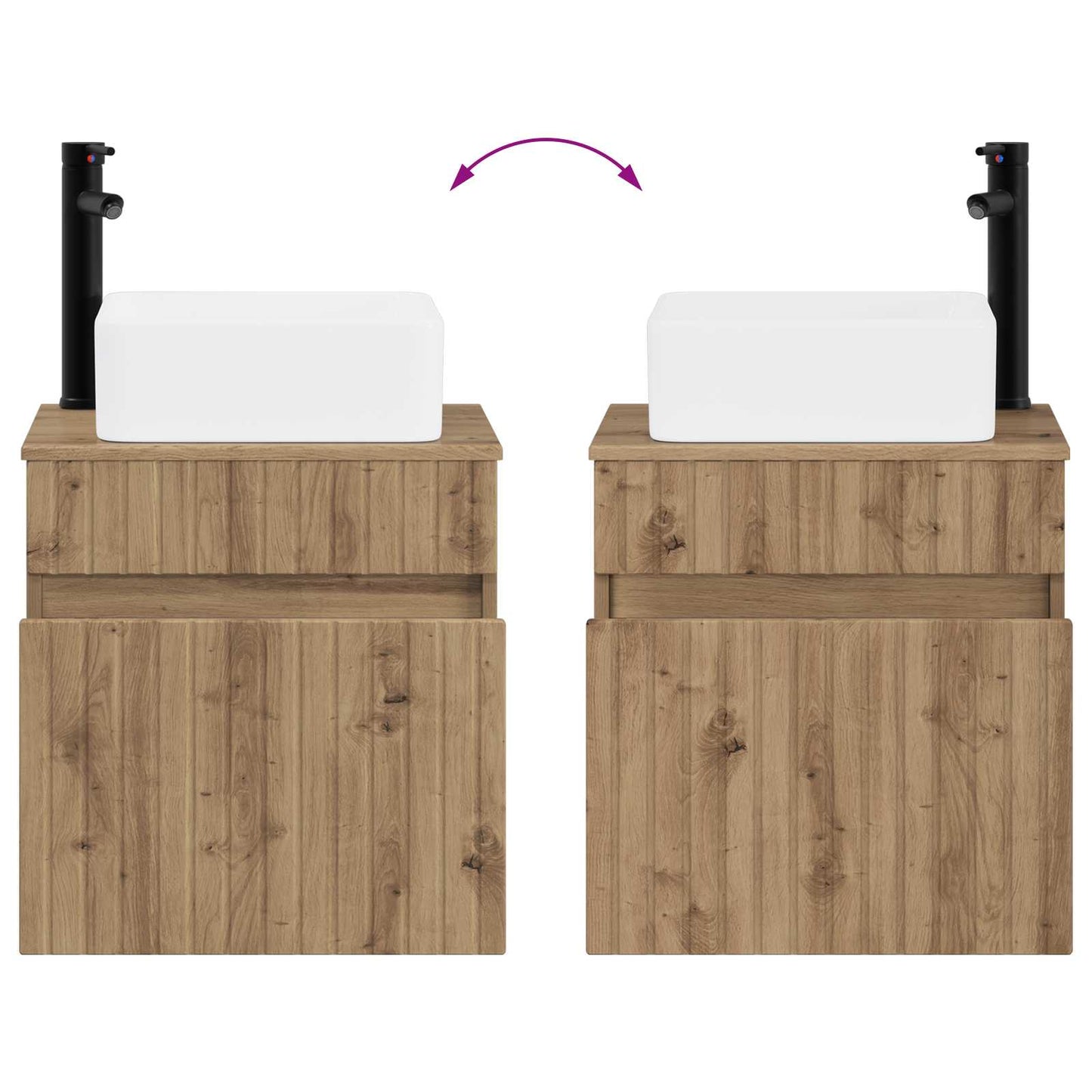 vidaXL Επιτοίχιος νιπτήρας βανίλιας Artisan Δρυς 49 x 41 x 63 εκ.