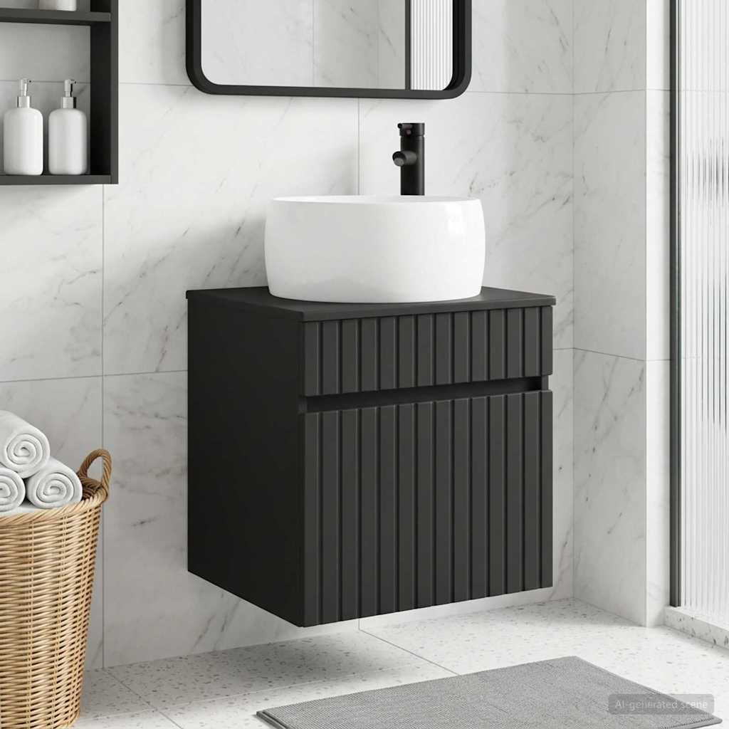 vidaXL Επιτοίχιος νιπτήρας βανίλιας Μαύρο 49 x 44,5 x 66 εκ