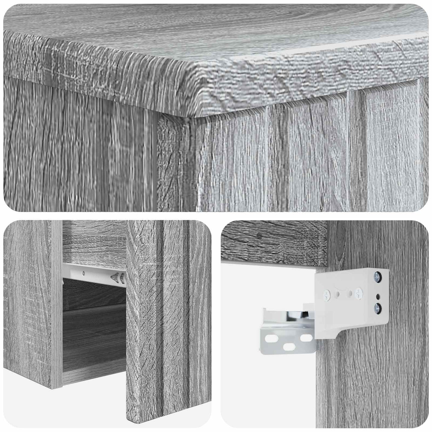 vidaXL Επιτοίχιος νιπτήρας βανίλιας Γκρι Sonoma 49 x 44,5 x 65,5 εκ