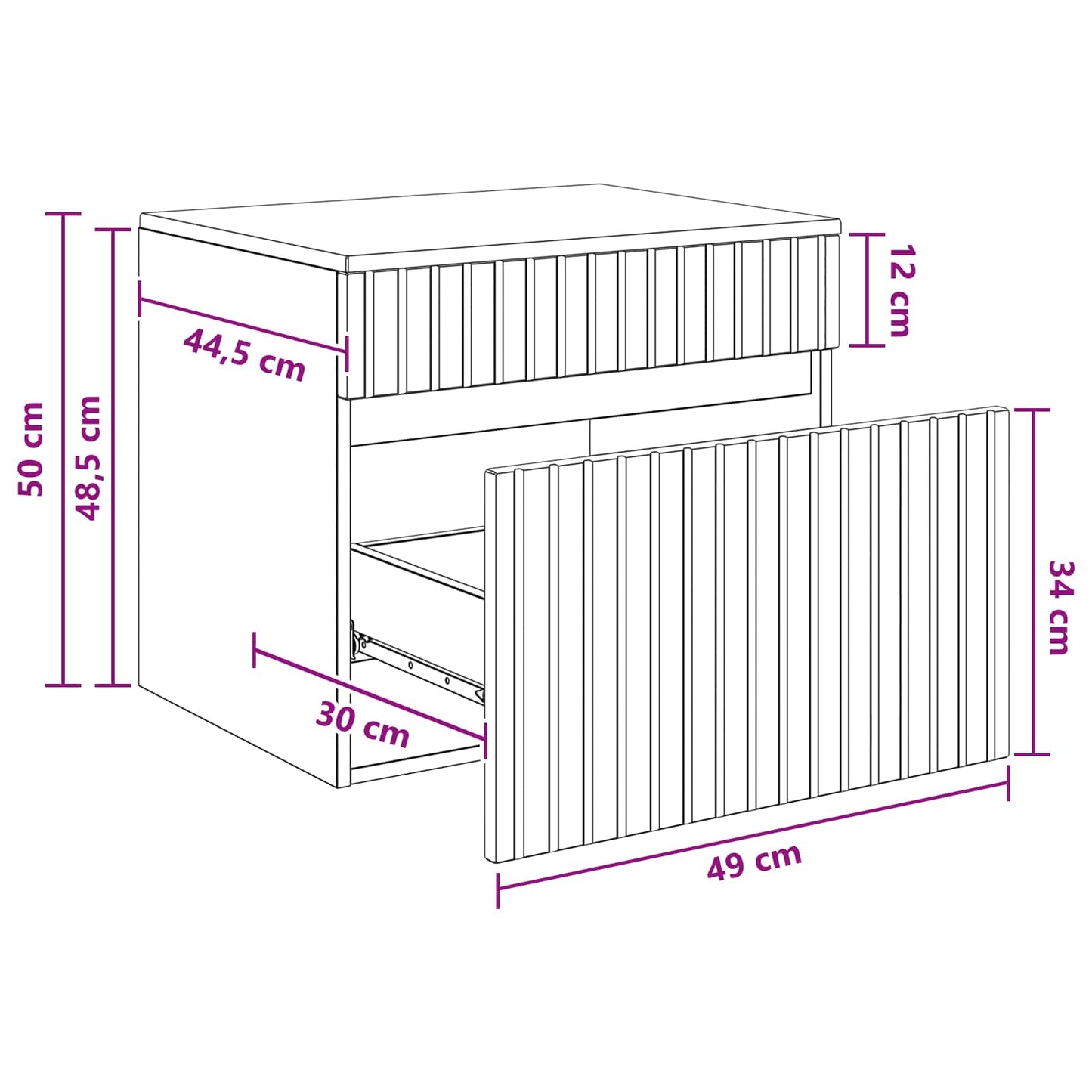 vidaXL Τοίχου Ντουλάπα Μπάνιου Γκρι Sonoma 59 x 44,5 x 50 εκ