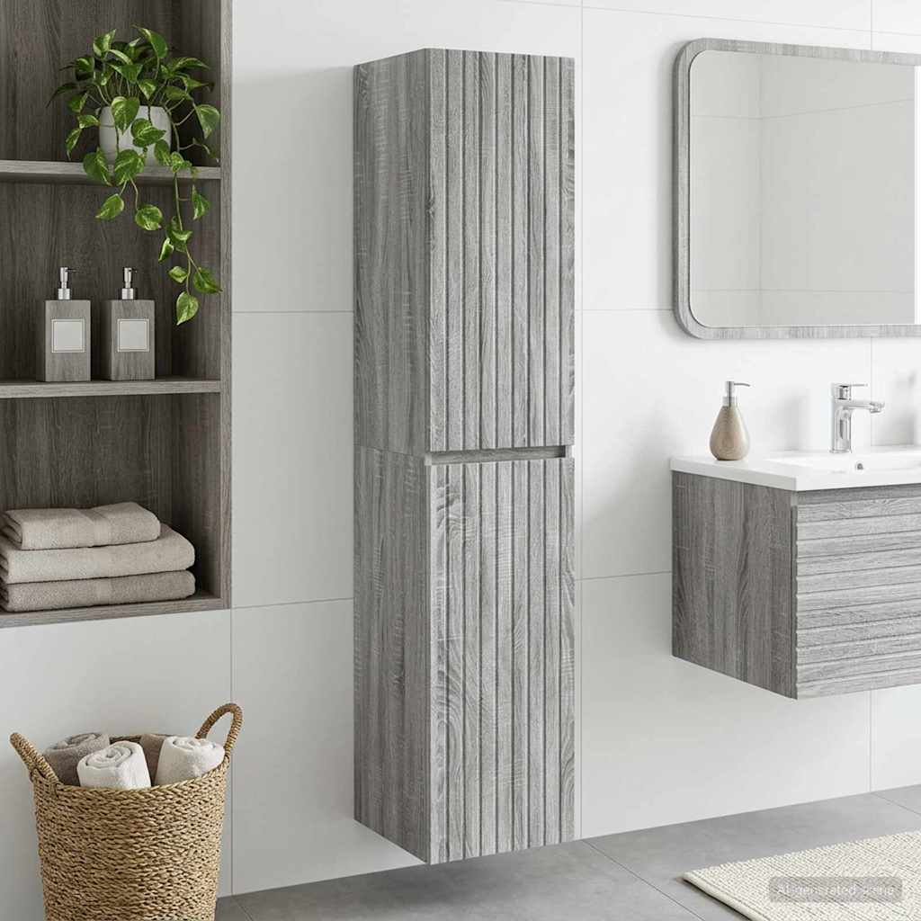 vidaXL Τοίχου Ντουλάπα Μπάνιου Γκρι Sonoma 33 x 34,5 x 160 εκ